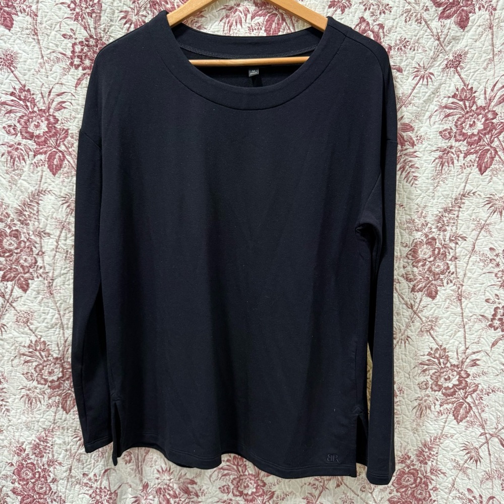 Banana Republic Black Long Sleeve Logo Hem Top Size Medium